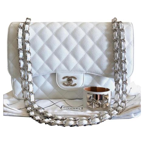 chanel classic bag white|chanel classic white handbag.